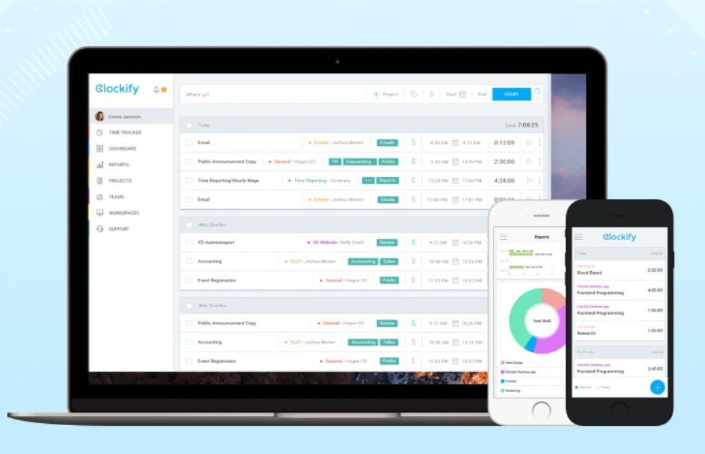 clockify - time tracking software for contractors