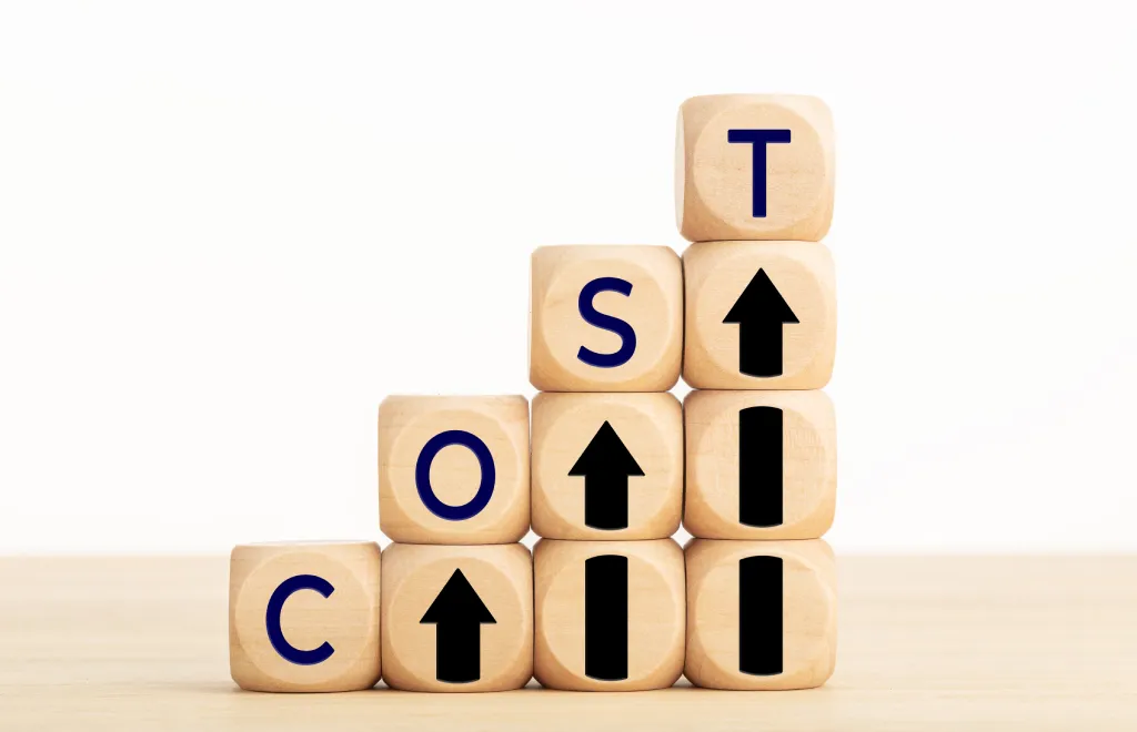 the word COST in wooden blocks