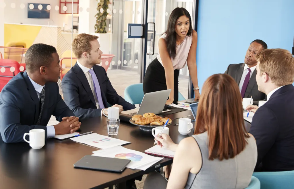 work team meeting of 6 people