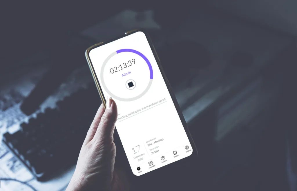 a time tracker app on a smartphone